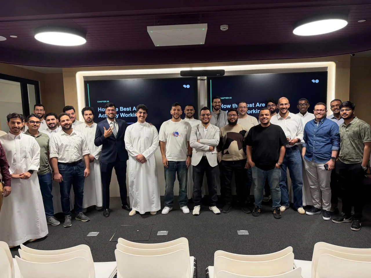 Ahmed Kamal with attendees after a session on how the best engineers work, 2026